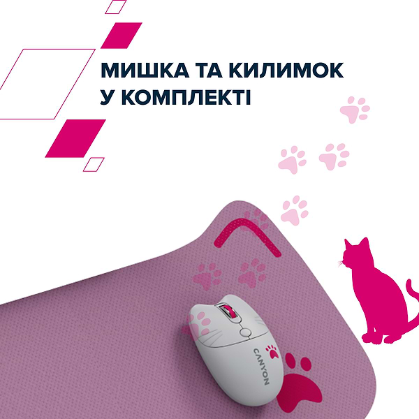 Фото - Клавіатура + миша бездротова Canyon HSET-W6 Kitty Edition Pink (CNS-HSETW6PK)