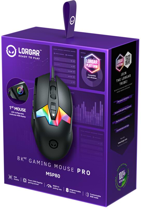 Фото - Мышь проводная игровая Lorgar MSP80 Wired Gaming Mouse Pro Black (LRG-MSP80-BK)