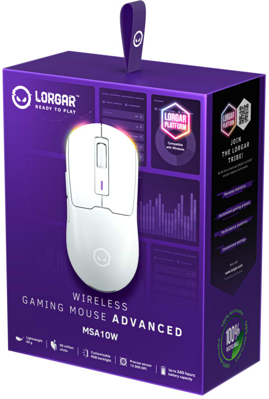 Фото - Мышь беспроводная игровая Lorgar MSA10W Wireless Gaming White (LRG-MSA10W-WH)