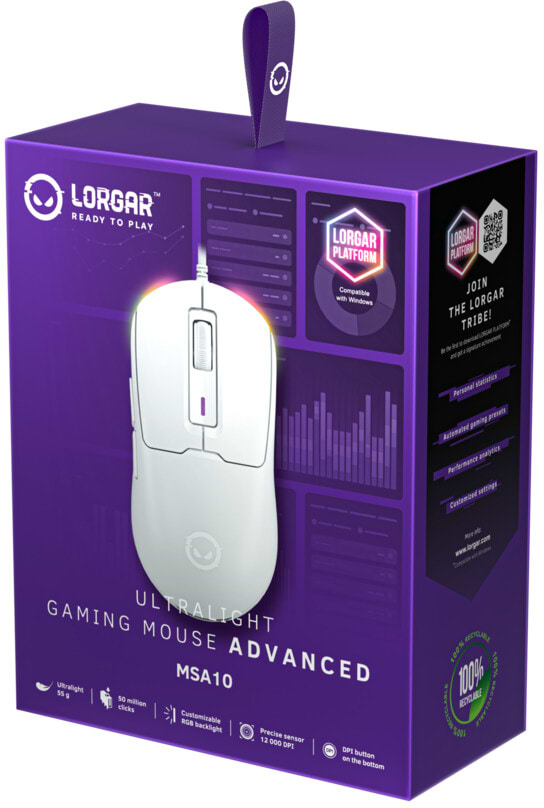 Фото - Мышь проводная игровая Lorgar MSA10 Ultralight Wired Gaming White (LRG-MSA10-WH)