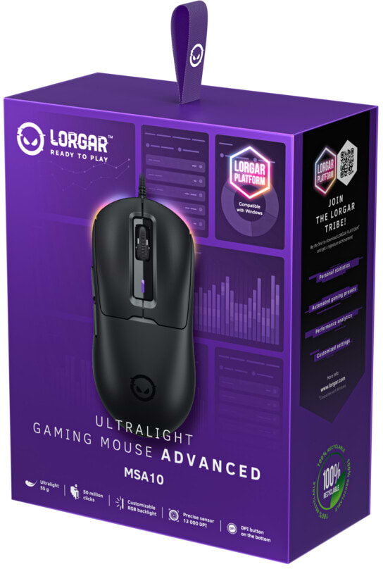Фото - Миша дротова ігрова Lorgar MSA10 Ultralight Wired Gaming Black (LRG-MSA10-BK)