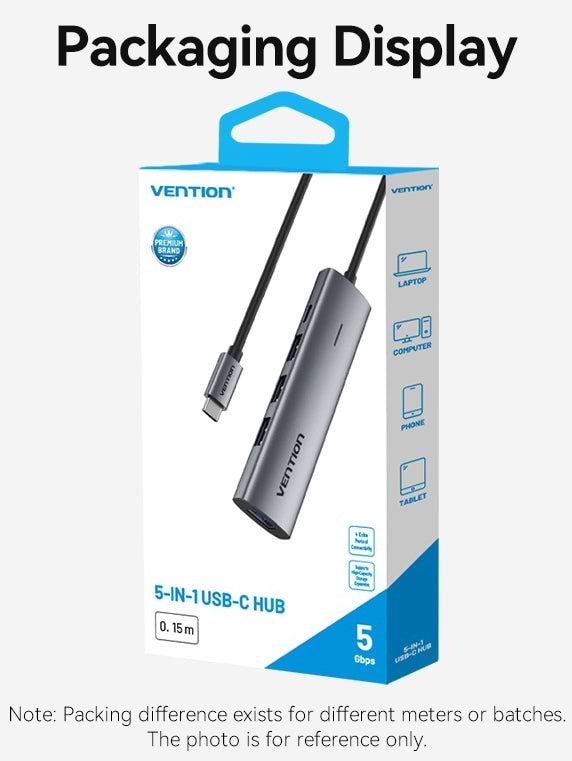 Фото - Хаб USB Vention USB 3.0 Type-C 4xUSB 3.0/1xUSB-C (TGZHB)