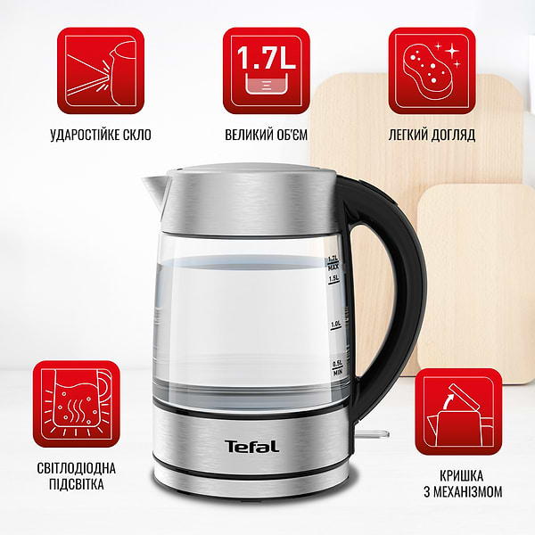 Фото - Електричний чайник Tefal Glass kettle KI772D38