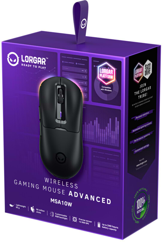 Фото - Миша бездротова ігрова Lorgar MSA10W Wireless Gaming Black (LRG-MSA10W-BK)
