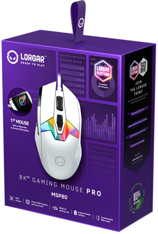 Фото - Мышь проводная игровая Lorgar MSP80 Wired Gaming Mouse Pro White (LRG-MSP80-WH)