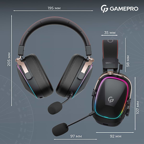 Фото - Гарнітура бездротова ігрова GamePro Asgard Valkyria RGB Tri-Mod (HSW249B)