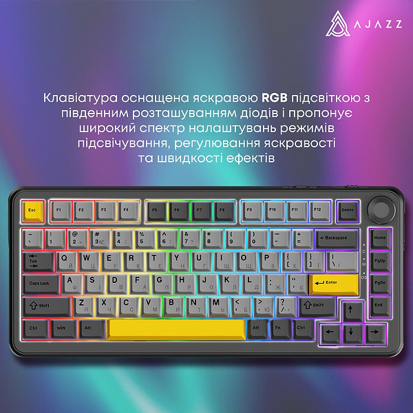 Фото - Клавіатура бездротова ігрова Ajazz AK820 MAX PLUS (AK820MAX-DD-BGY)