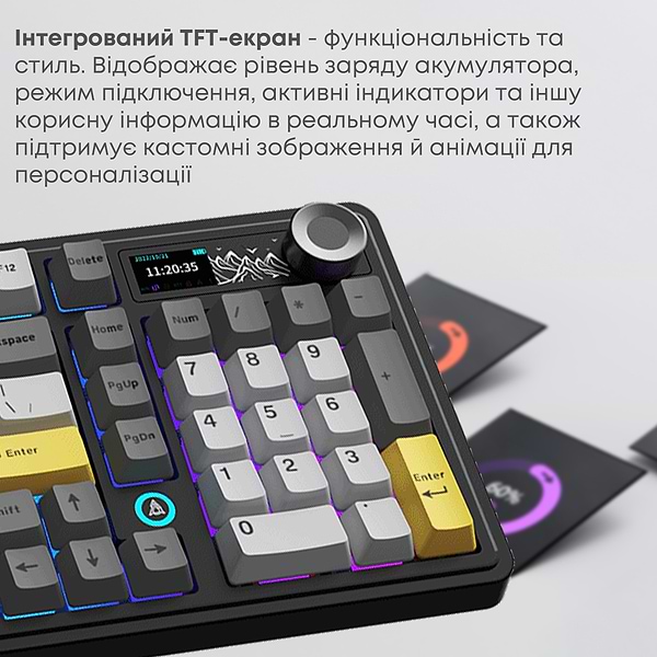 Фото - Клавиатура беспроводная игровая Ajazz AK980 V2 Gift Switch V2 Black Gray Yellow (AK980-V2-G-BGY)