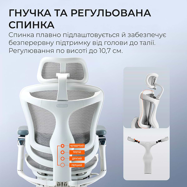 Фото - Крісло офісне Sihoo DORO C300 Pro Mesh White with footrest (DORO-C300-PRO-M102-JT)