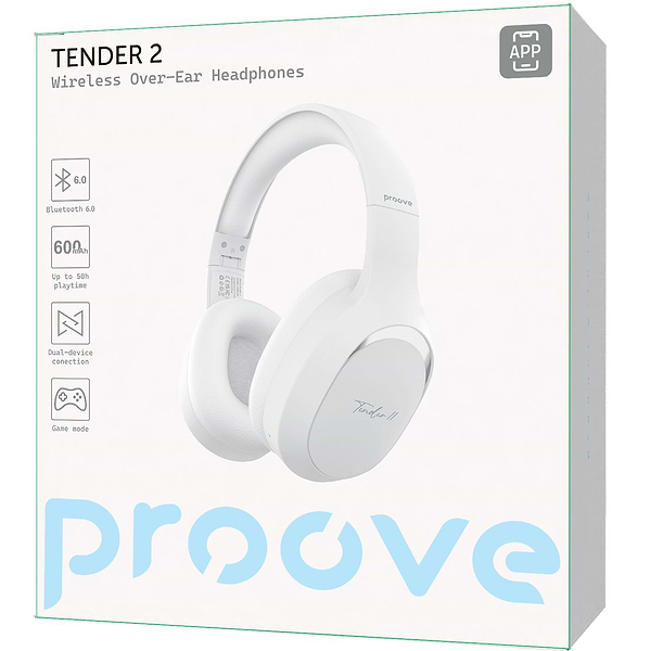 Фото - Наушники полноразмерные беспроводные Proove Tender 2 (APP) white (HPTR2001AP02)