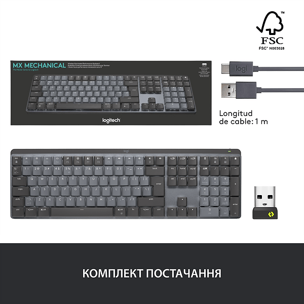 Фото - Клавіатура бездротова Logitech MX Mechanical Wireless Graphite Clicky (920-010759)