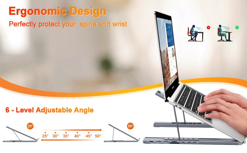 Фото - Подставка под ноутбук Choetech USB-C 7-в-1 (HUB-M48-GY)