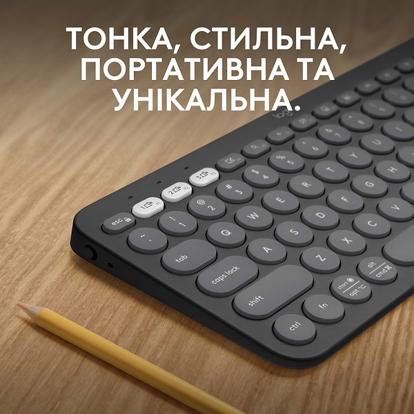 Фото - Клавіатура бездротова Logitech K380s Pebble Keys 2 Graphite Bluetooth (920-011851)