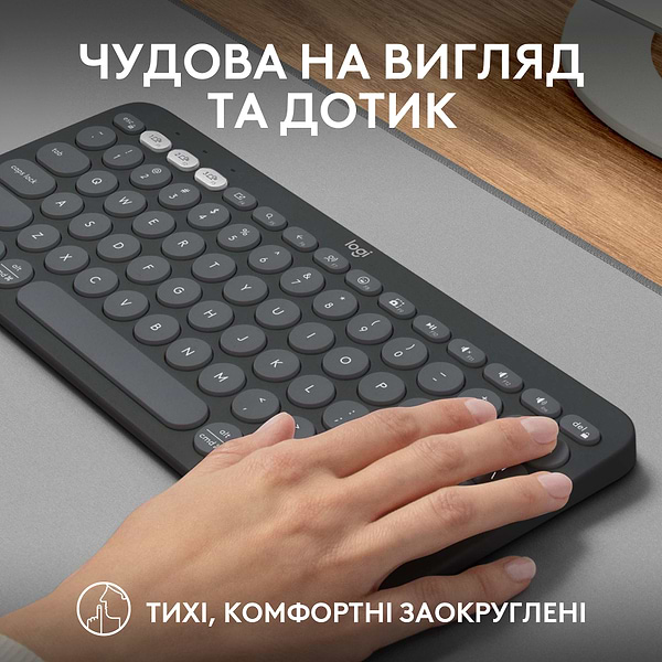 Фото - Клавіатура бездротова Logitech K380s Pebble Keys 2 Graphite Bluetooth (920-011851)