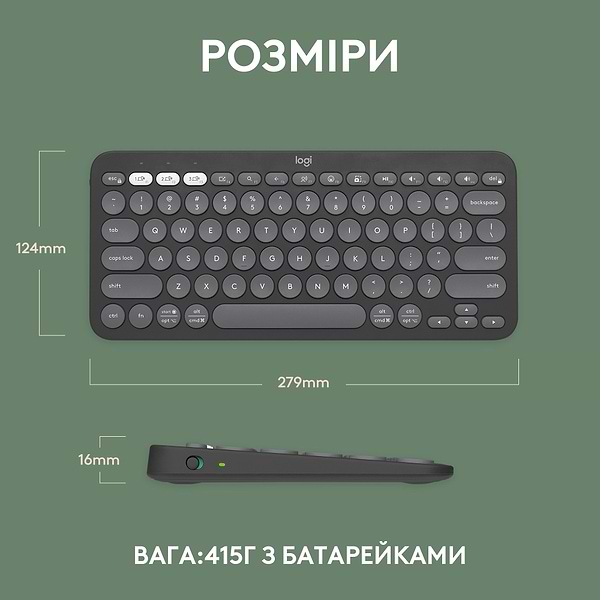 Фото - Клавіатура бездротова Logitech K380s Pebble Keys 2 Graphite Bluetooth (920-011851)