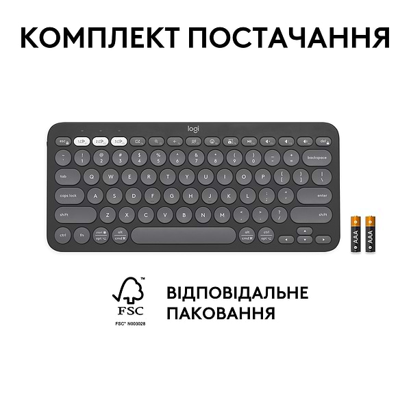 Фото - Клавіатура бездротова Logitech K380s Pebble Keys 2 Graphite Bluetooth (920-011851)