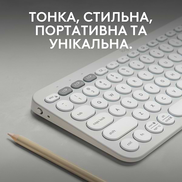 Фото - Клавіатура бездротова Logitech K380s Pebble Keys 2 White Bluetooth (920-011852)