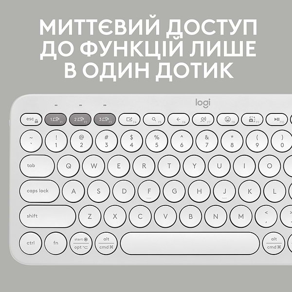 Фото - Клавіатура бездротова Logitech K380s Pebble Keys 2 White Bluetooth (920-011852)