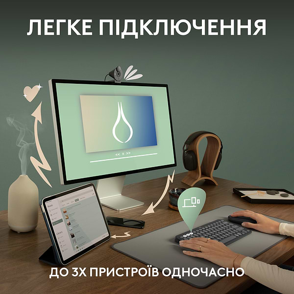 Фото - Клавіатура бездротова Logitech K380s Pebble Keys 2 White Bluetooth (920-011852)