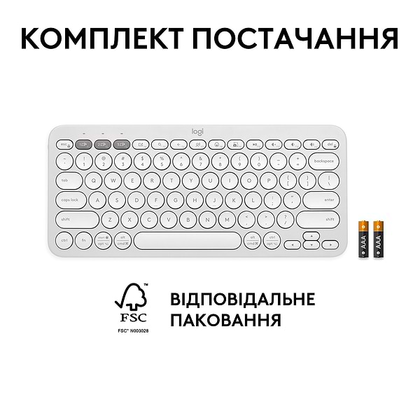Фото - Клавіатура бездротова Logitech K380s Pebble Keys 2 White Bluetooth (920-011852)