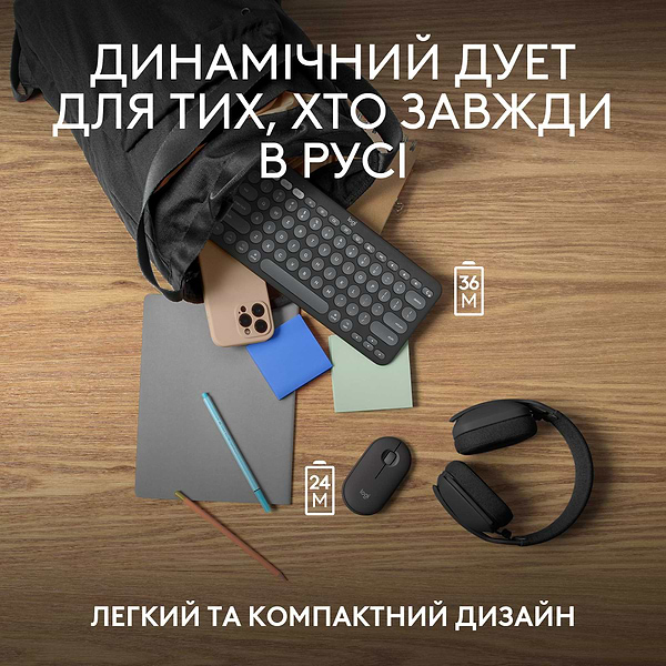Фото - Клавиатура+мышь беспроводная Logitech Pebble 2 Combo for Mac Graphite Bluetooth (920-012244)