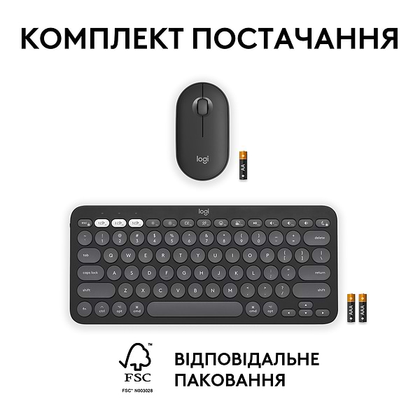 Фото - Клавиатура+мышь беспроводная Logitech Pebble 2 Combo for Mac Graphite Bluetooth (920-012244)