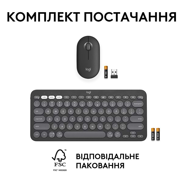 Фото - Клавиатура+мышь беспроводная Logitech Pebble 2 Combo Graphite Wireless (920-012239)