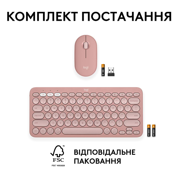 Фото - Клавіатура + миша бездротова Logitech Pebble 2 Combo Rose Wireless (920-012241)