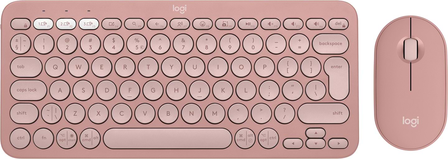 Клавиатура+мышь беспроводная Logitech Pebble 2 Combo Rose Wireless (920-012241) - Фото 1