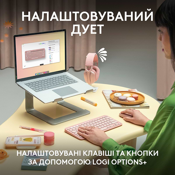 Фото - Клавіатура + миша бездротова Logitech Pebble 2 Combo Rose Wireless (920-012241)