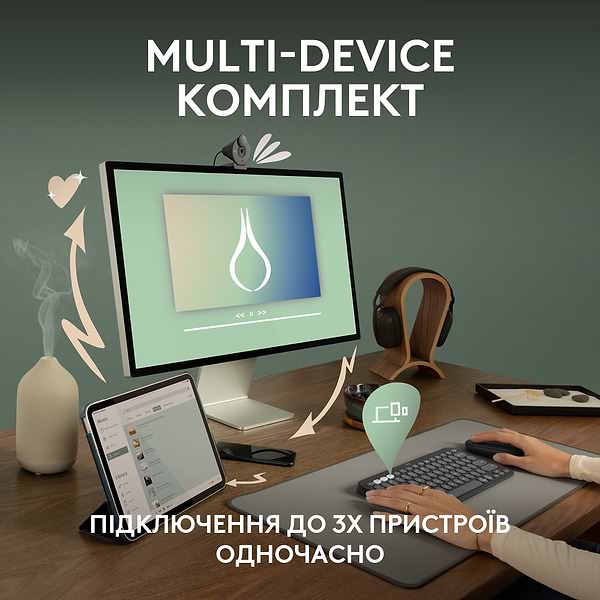 Фото - Клавіатура + миша бездротова Logitech Pebble 2 Combo White Wireless (920-012240)