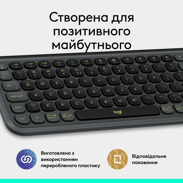 Фото - Уцінка - Клавіатура бездротова Logitech POP Icon Keys Graphite UKR (920-013157)