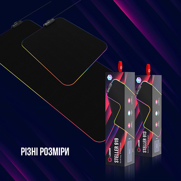 Фото - Килимок для миші ігровий Lorgar Steller 919 RGB USB Gaming (LRG-GMP919)