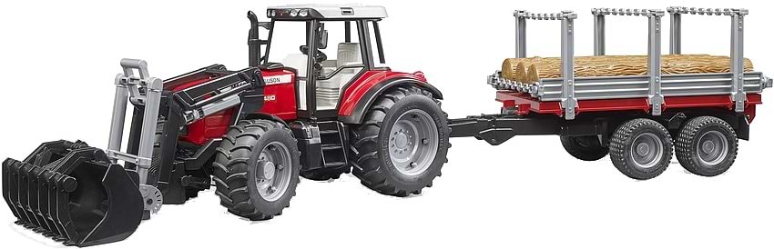 Наземна будівельна техніка BRUDER Трактор Massey Ferguson з причіпом (02046) - Фото 1