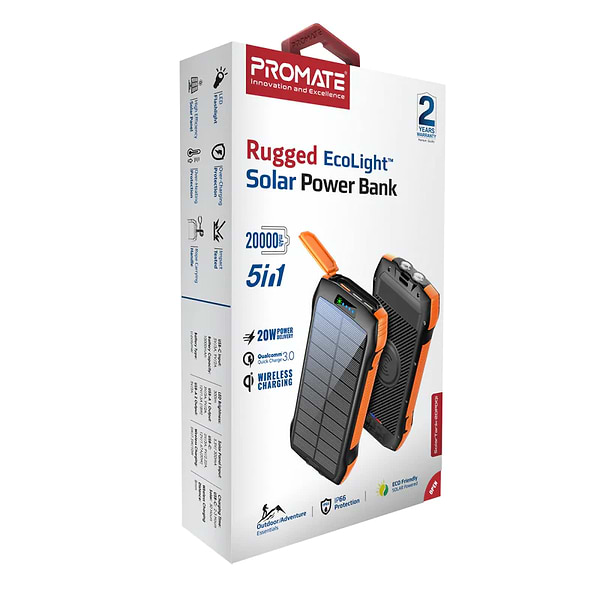 Фото - Батарея мобільна Promate SolarTank 20000 mAh (solartank-20pdqi.black)