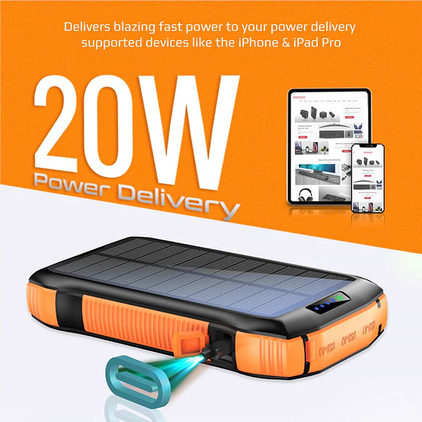 Фото - Батарея мобільна Promate SolarTank 20000 mAh (solartank-20pdqi.black)