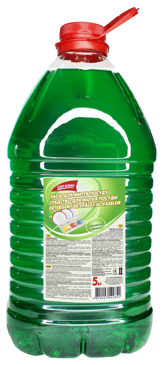 Средство для ручного мытья посуды San Clean Яблоко. Эконом 5000 мл (4820003542842)