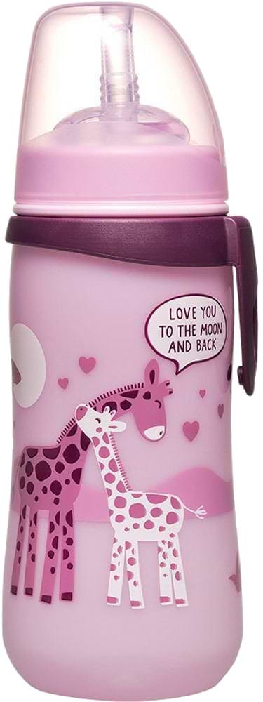 Поильник-непроливайка детский NIP РР с трубочкой Straw Cup Жирафы, 330 мл. (35068)