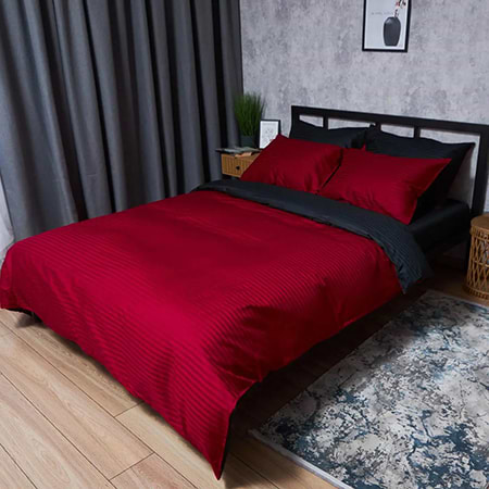 Фото - Комплект постільної білизни Moon&Star Satin Stripe Dark Romance 175х210 (MS-820008548)