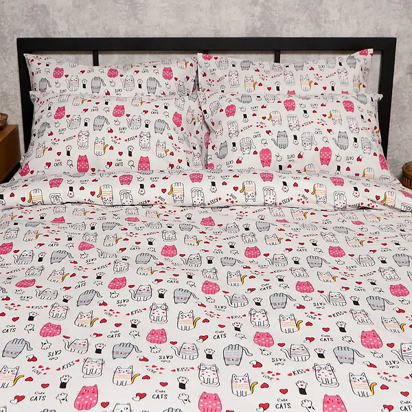 Фото - Комплект постільної білизни Moon&Star Бязь Gold Люкс Cute Cats 175х210 нав. 2х70х70 (MS-820009072)