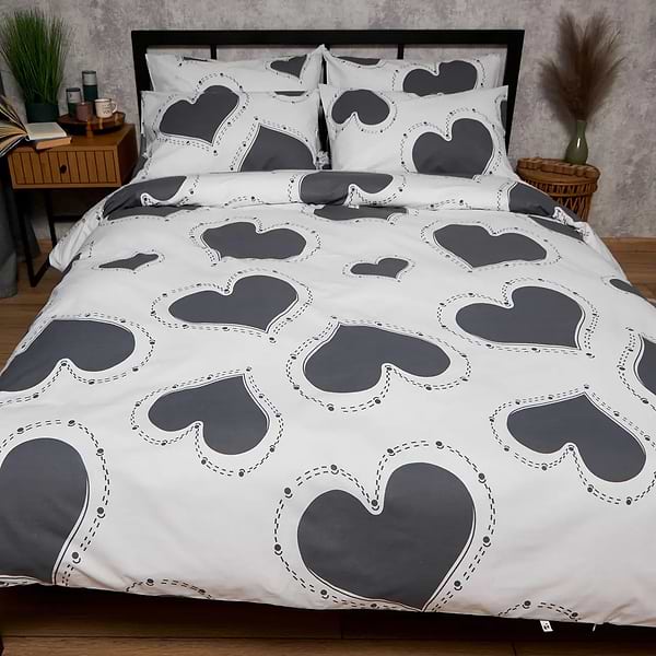 Фото - Комплект постельного белья Moon&Star Бязь Gold Люкс Grey Love King Size 220x240 нав. 2х70х70 (MS-820009347)