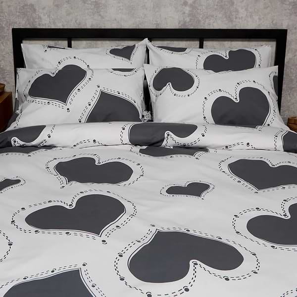 Фото - Комплект постельного белья Moon&Star Бязь Gold Люкс Grey Love King Size 220x240 нав. 2х70х70 (MS-820009347)