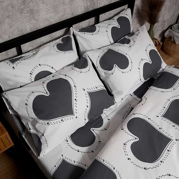 Фото - Комплект постельного белья Moon&Star Бязь Gold Люкс Grey Love King Size 220x240 нав. 2х70х70 (MS-820009347)