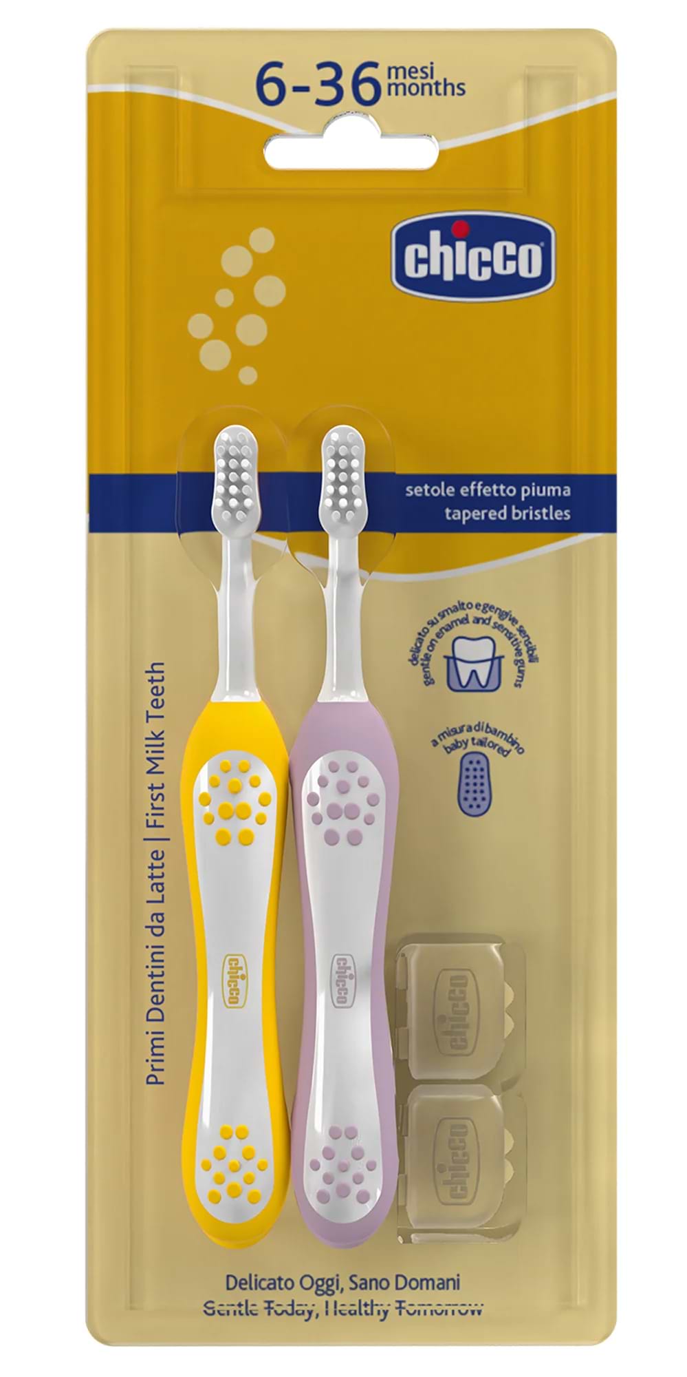 Зубна щітка мануальна дитяча Chicco 6-36 міс. 2 шт. (дівчинка) (12082.00) - Фото 1