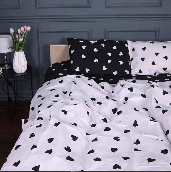 Фото - Простирадло двоспальне MirSon Бязь Kids Time 17-0669 Black and White Love 70х130x10 см (2200010180435)