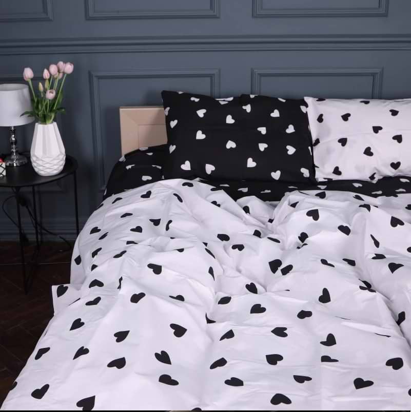 Фото - Простынь двуспальная MirSon Бязь Kids Time 17-0669 Black and White Love 70х190x10 см (2200010180411)