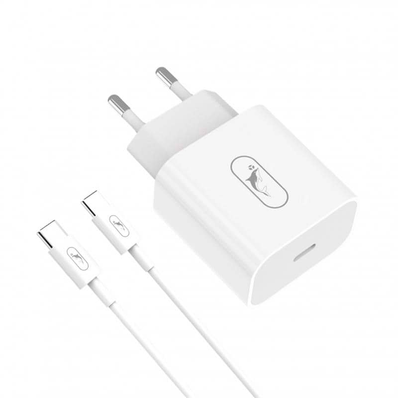Сетевое зарядное устройство SkyDolphin SC38T (1USBx2.4A) White (MZP-000183) + кабель USB Type-C