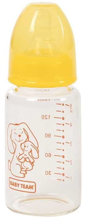 Пляшка для годування Baby Team з силіконовою соскою, 150 мл. (1210_зайчик)
