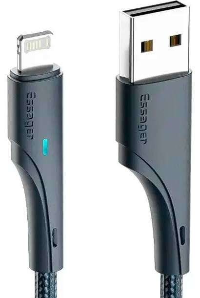 Кабель синхронізації даних Essager Rousseau 3A Fast Charging USB Lightning 2.4A Cable 0.25m Black (EXCL-LSB01)