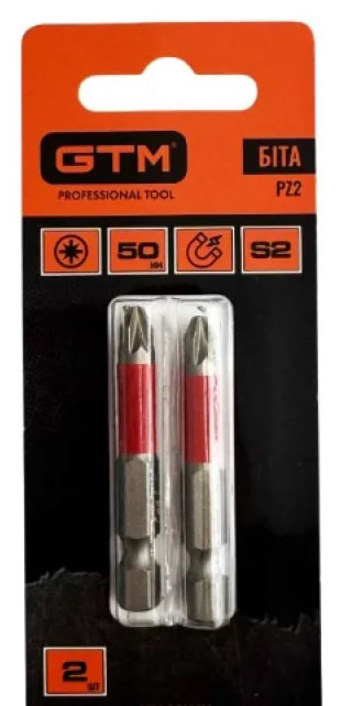 Біта для викрутки GTM PZ2 50 мм 2 шт. (SB-Z2-50B)